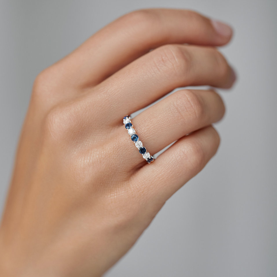 Diamond ring with Sapphire Galaxy