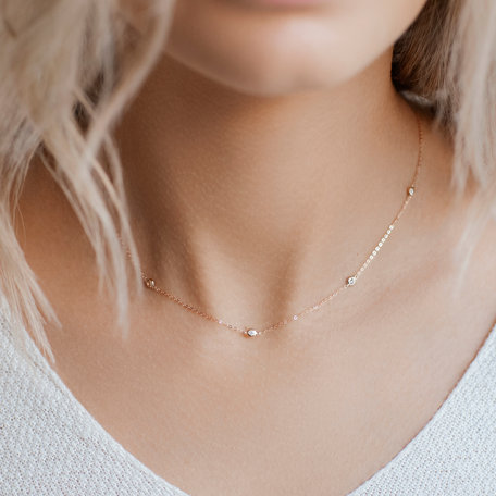 Necklace with white, brown and black diamonds Dots