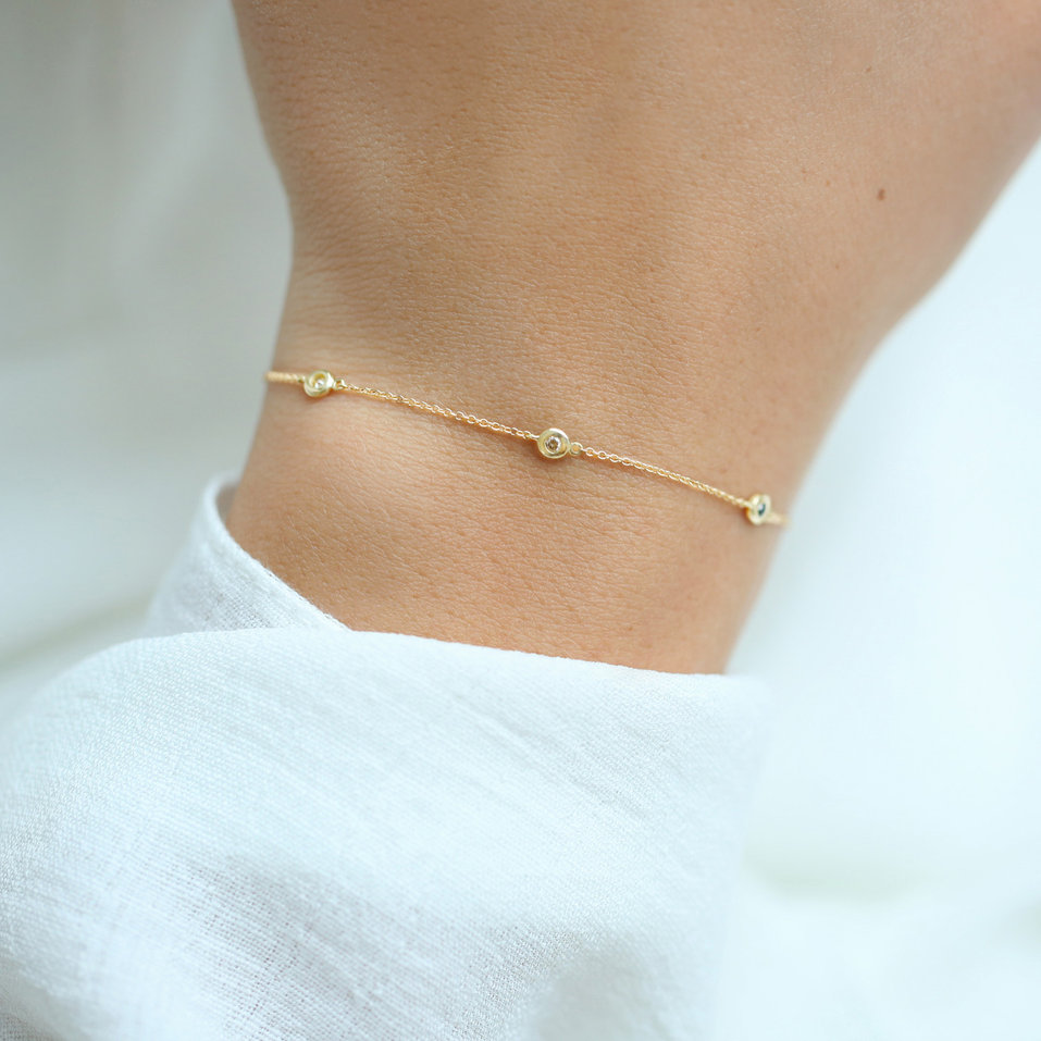 Bracelet with white, brown and black diamonds Dots