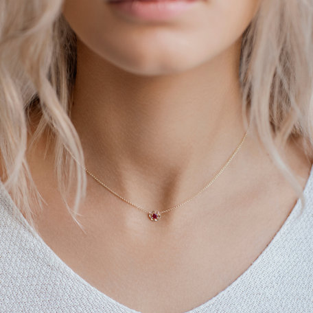 Necklace with Ruby Flower Gem