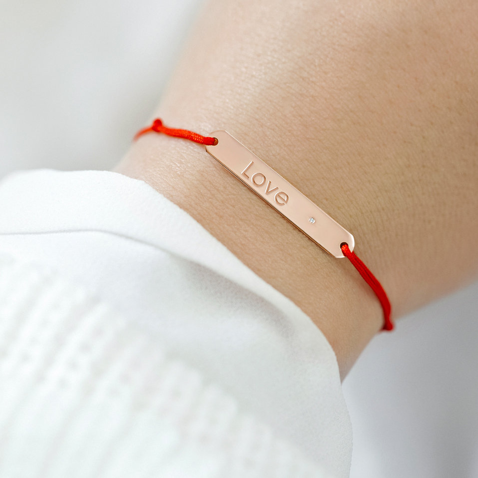 Diamond bracelet with cord Love