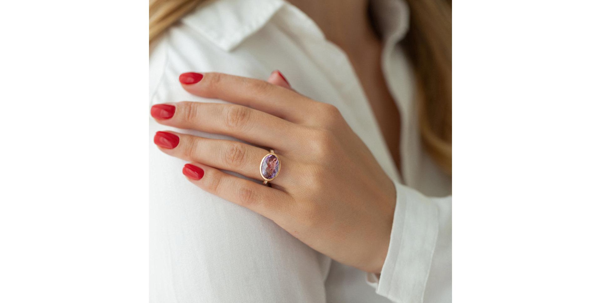 Diamond rings with Amethyst Hereafter