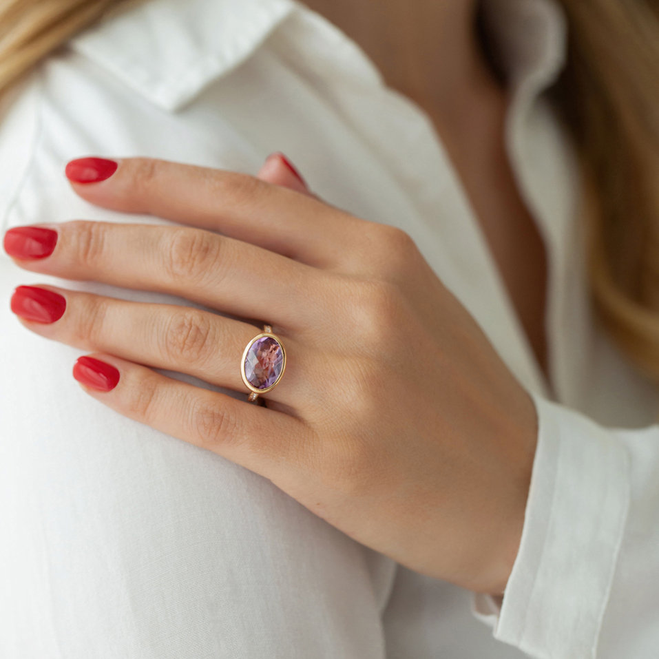 Diamond rings with Amethyst Hereafter