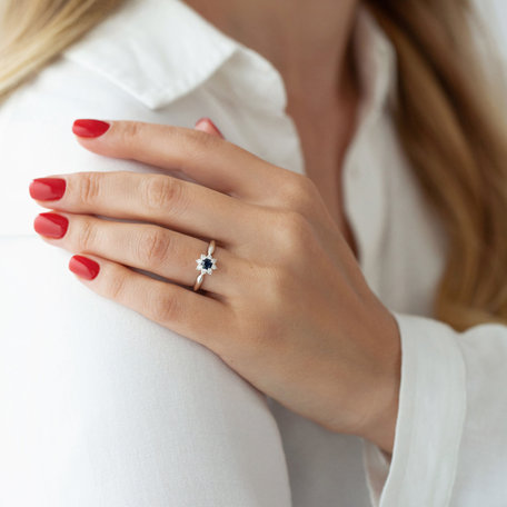 Diamond ring with Sapphire Frozen Star