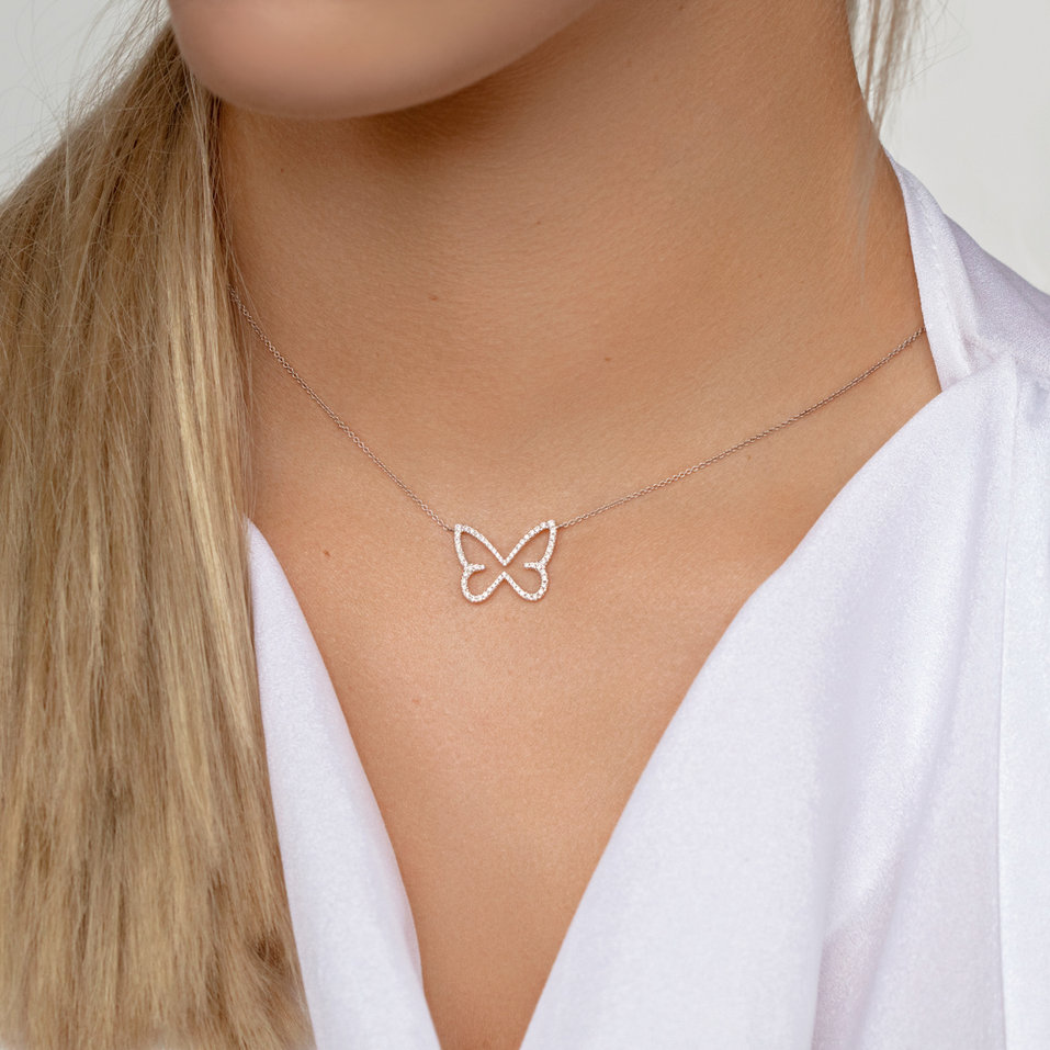 Diamond necklace Shiny Butterfly