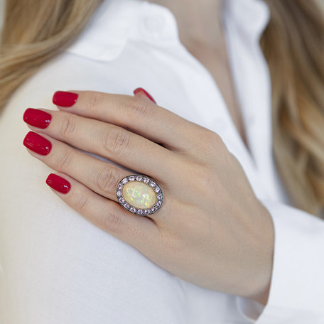 Ring with Opal and Sapphire Queen Rosemary