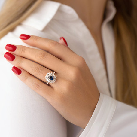 Diamond ring with Sapphire Frozen Drop