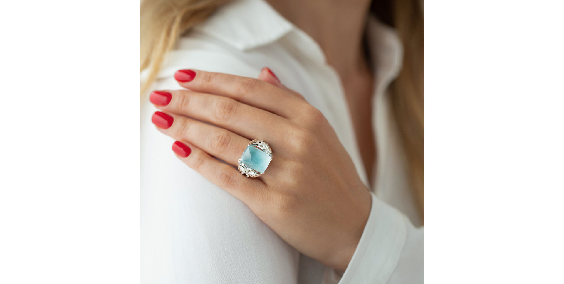 Diamond ring with Aquamarine Ocean Sin