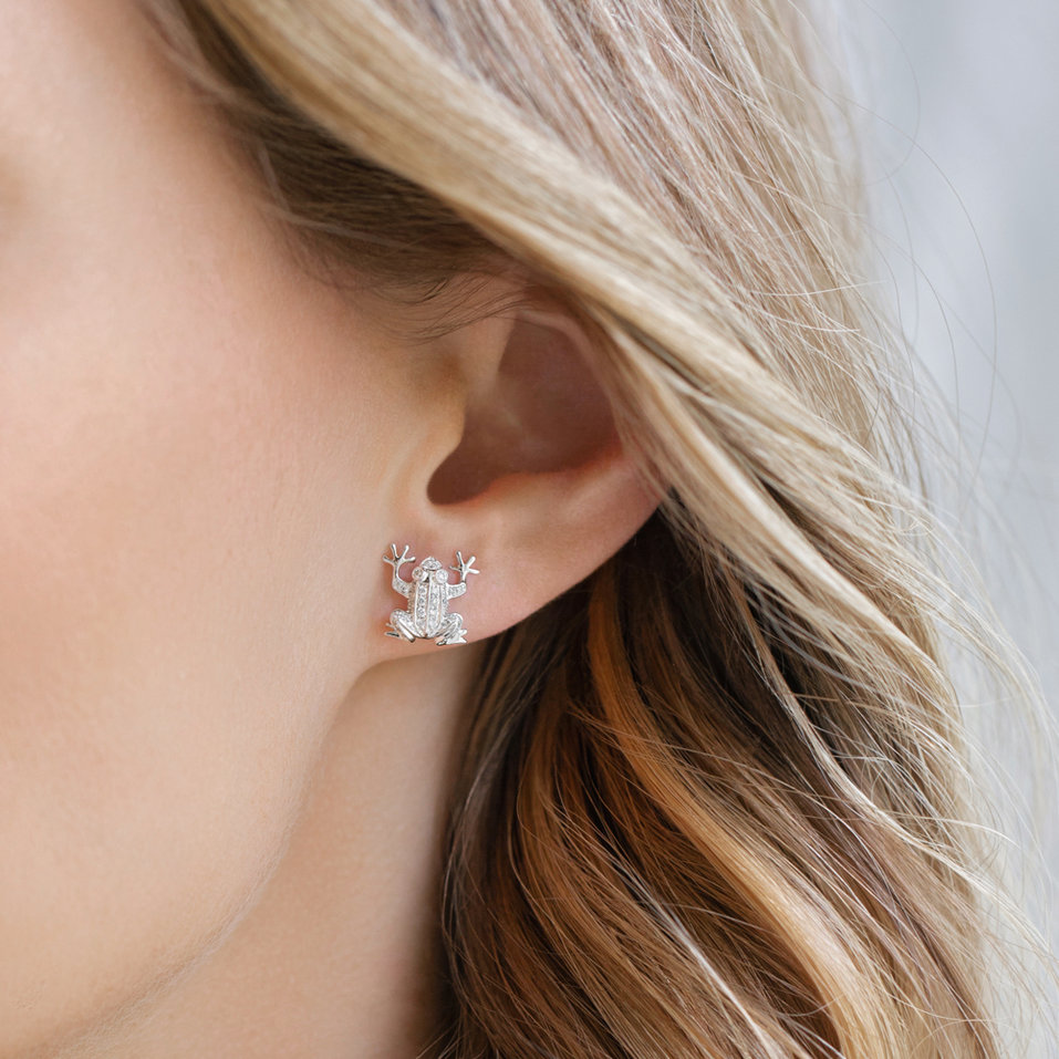Diamond earrings Frog Prince