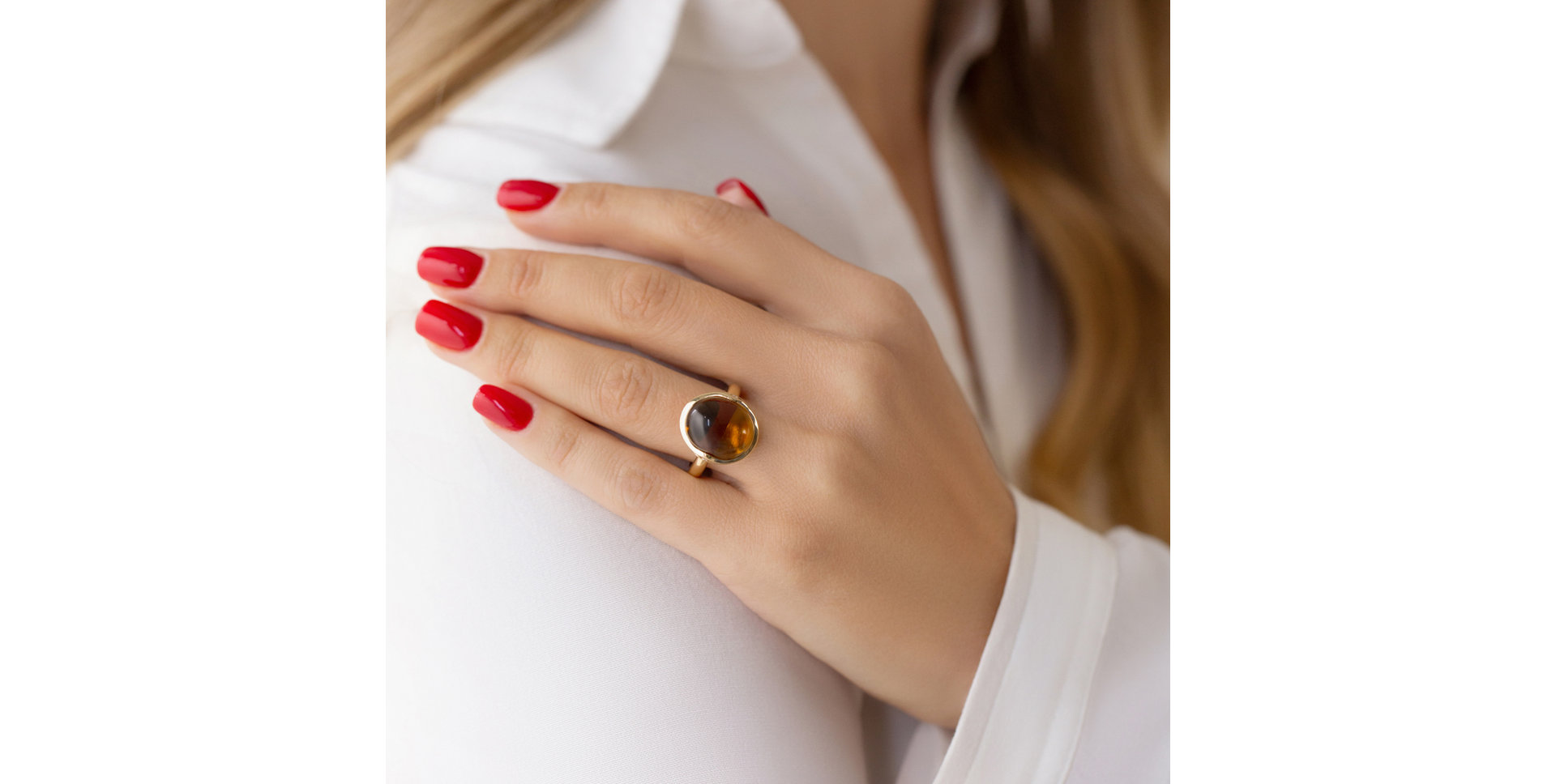 Diamond ring with Quartz Fairytale Drop