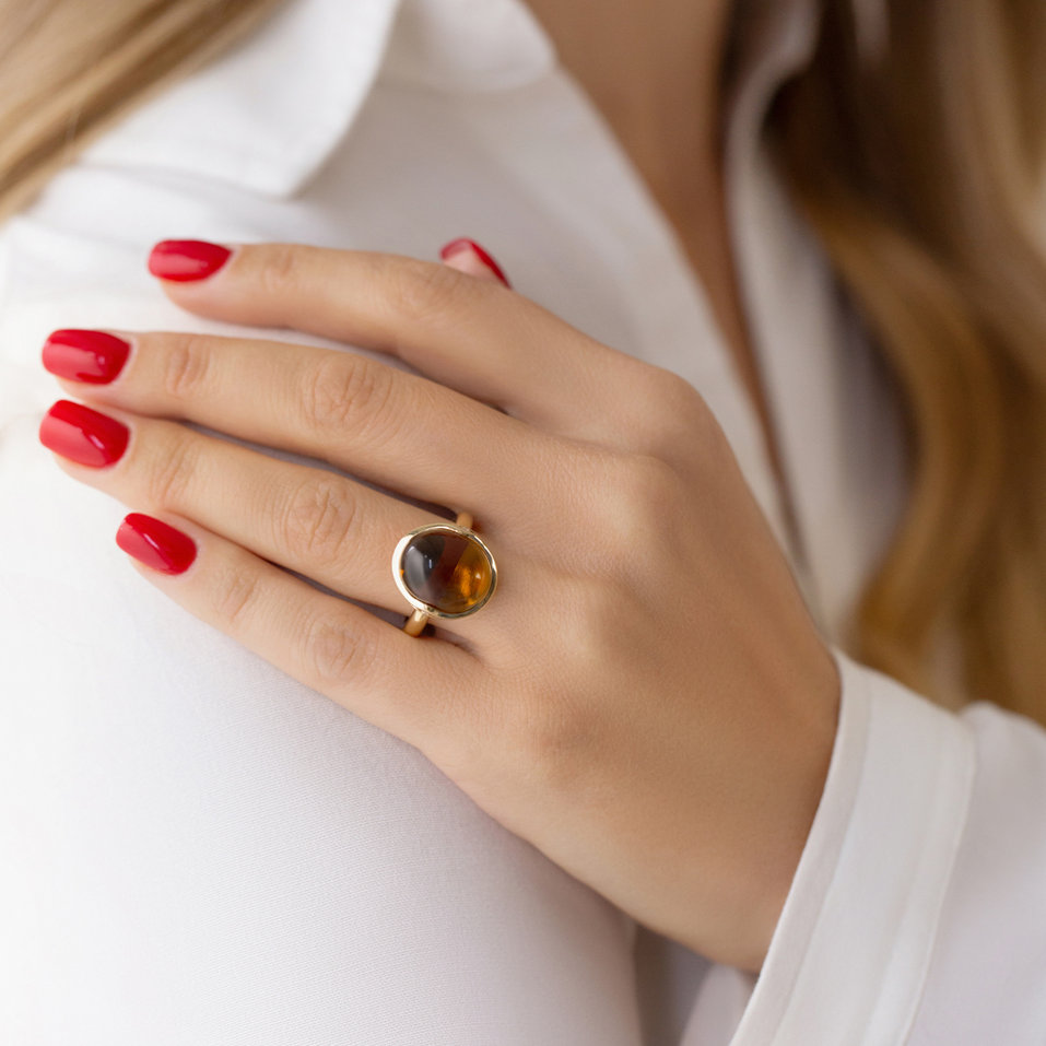 Diamond ring with Quartz Fairytale Drop