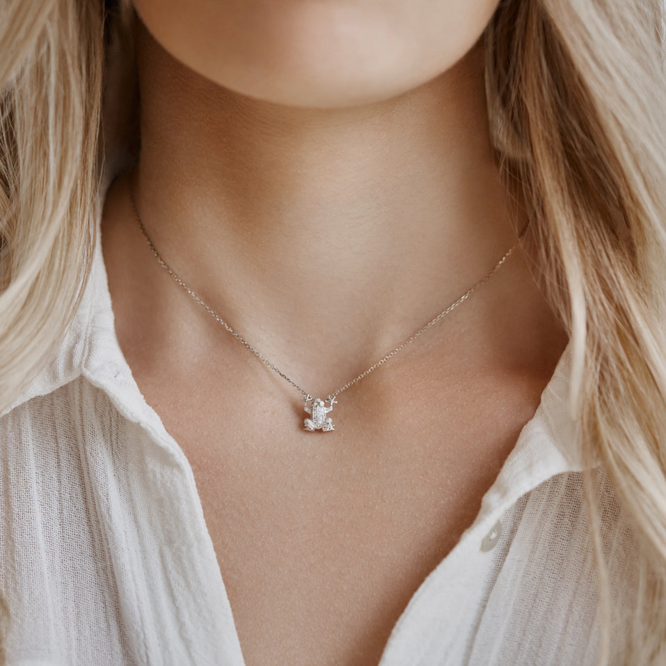 Pendant with Garnet and brown diamonds Frog Prince