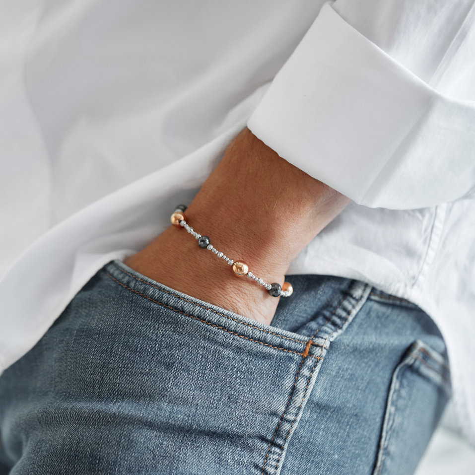 Bracelet with black and white diamonds Nathan