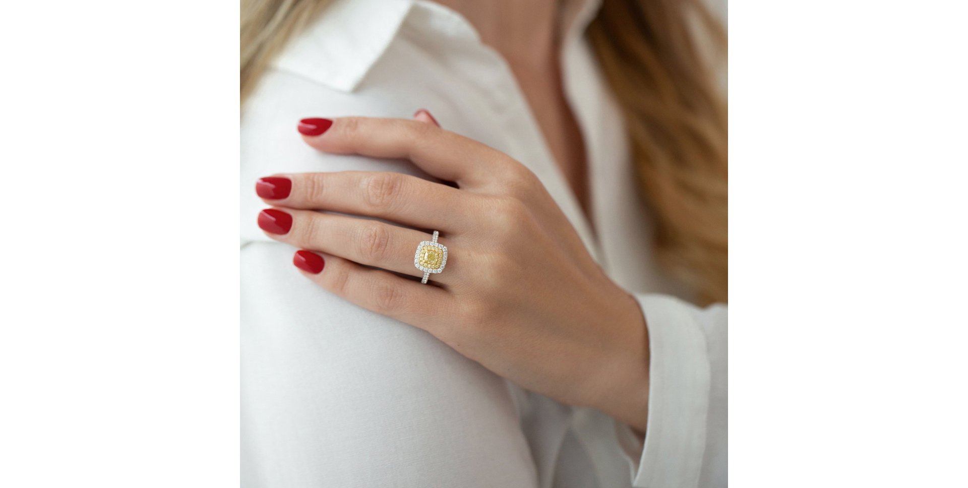 Ring with yellow and white diamonds Sparkling Rise