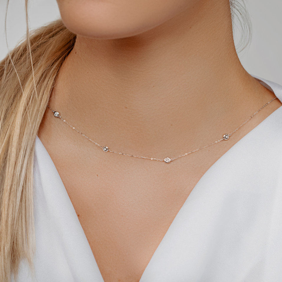 Diamond necklace with Ruby and Sapphire Dots