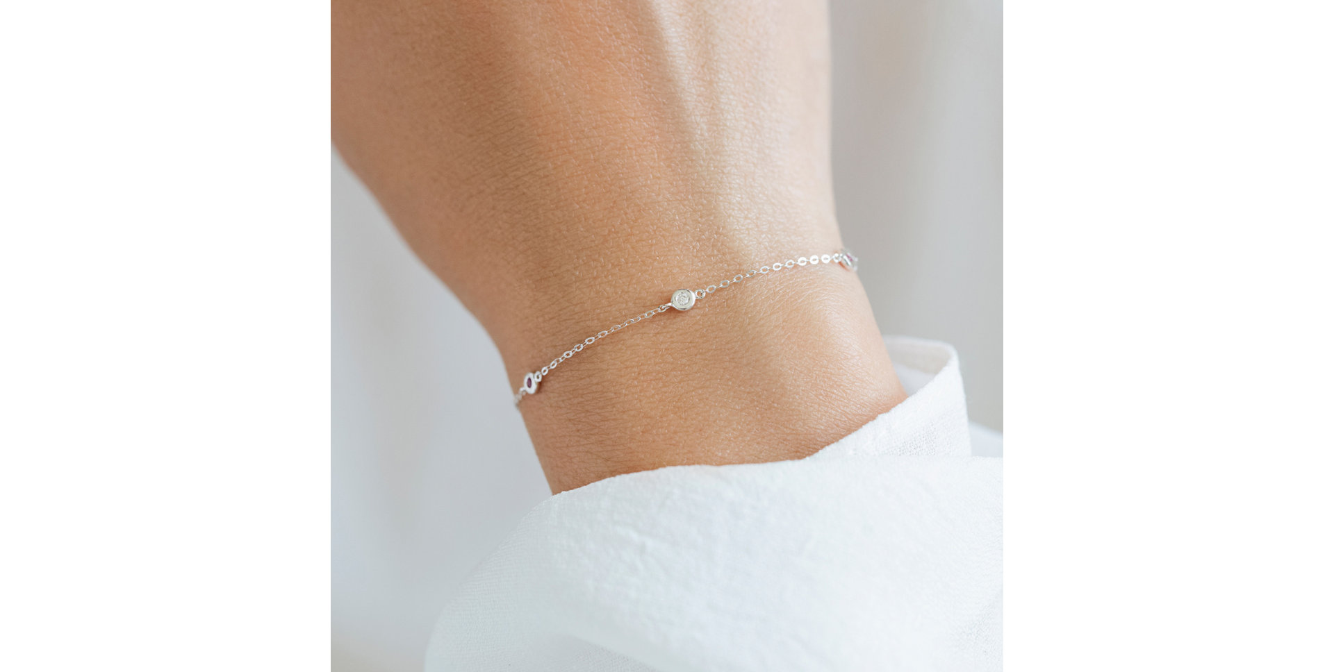 Diamond bracelet with Sapphire and Ruby Dots