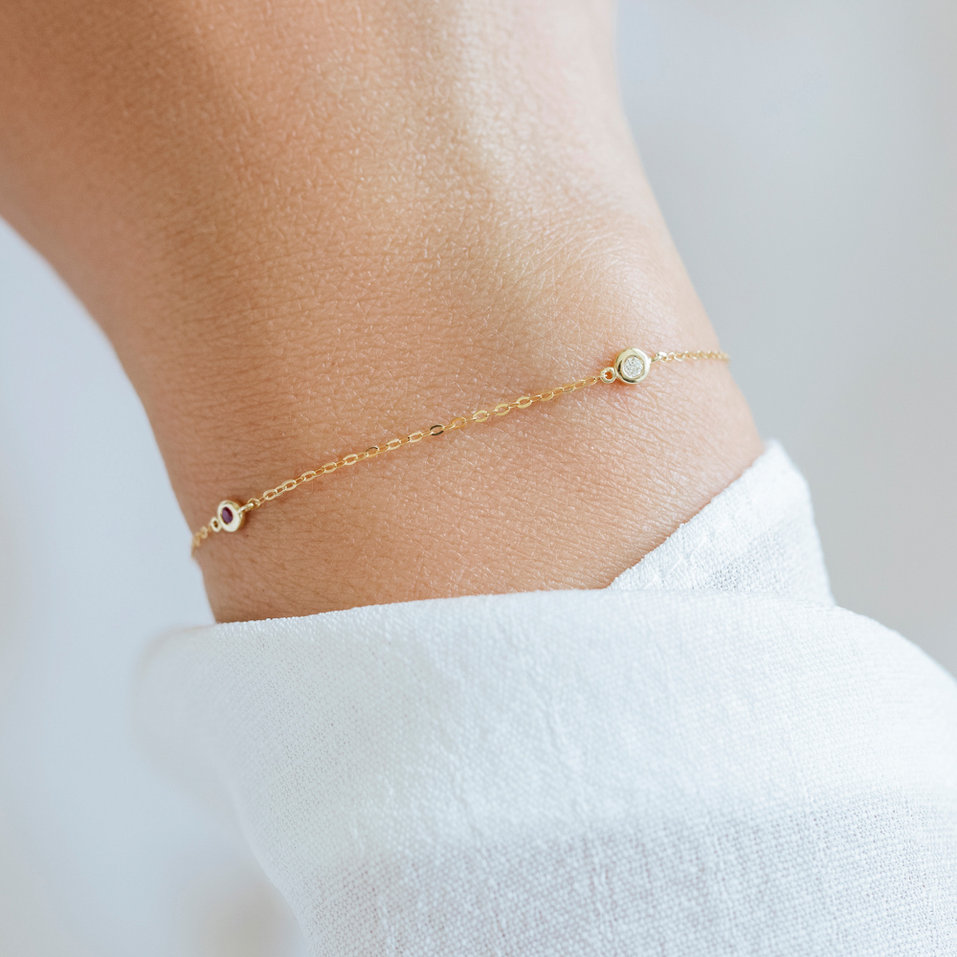 Diamond bracelet with Ruby Dots