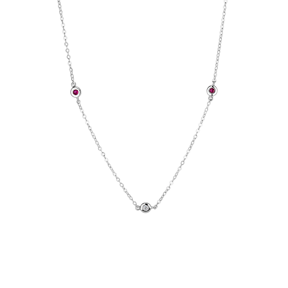 Diamond necklace with Ruby Dots