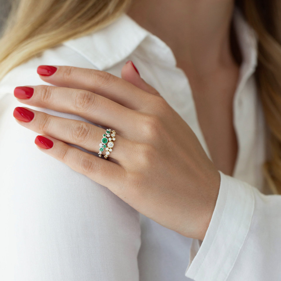 Diamond ring with Emerald Space Joy