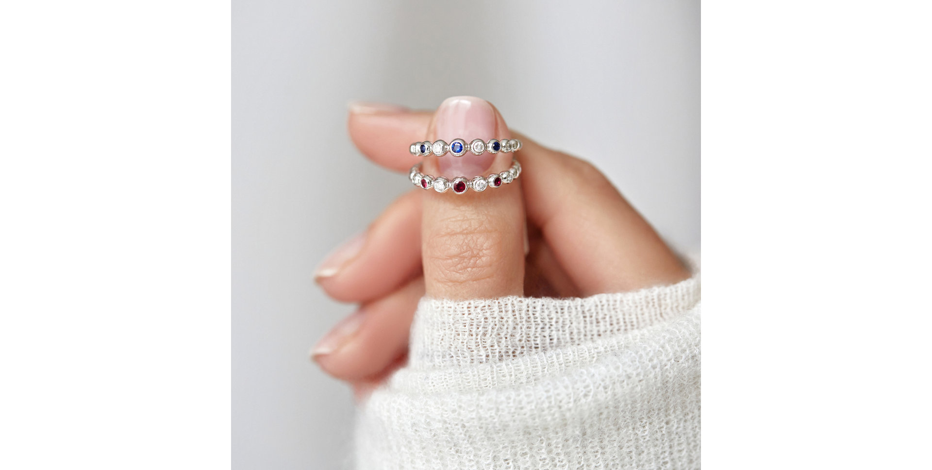 Diamond ring with Ruby Shiny Dots