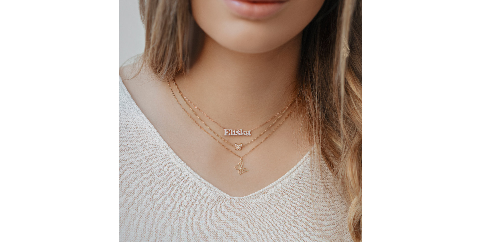 Necklace with brown and white diamonds Star Waterfall