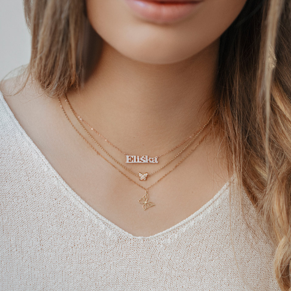 Necklace with brown and white diamonds Star Waterfall