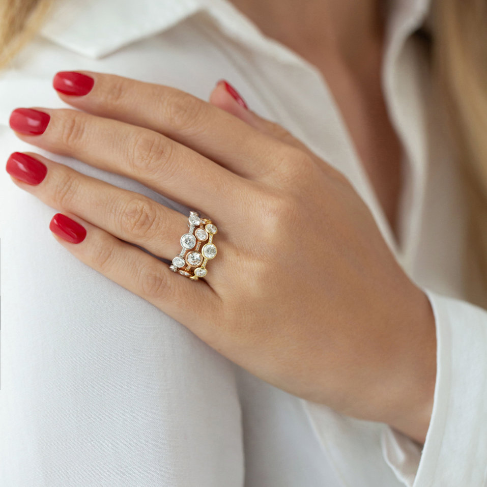 Diamond ring with Emerald Galaxy of Passion