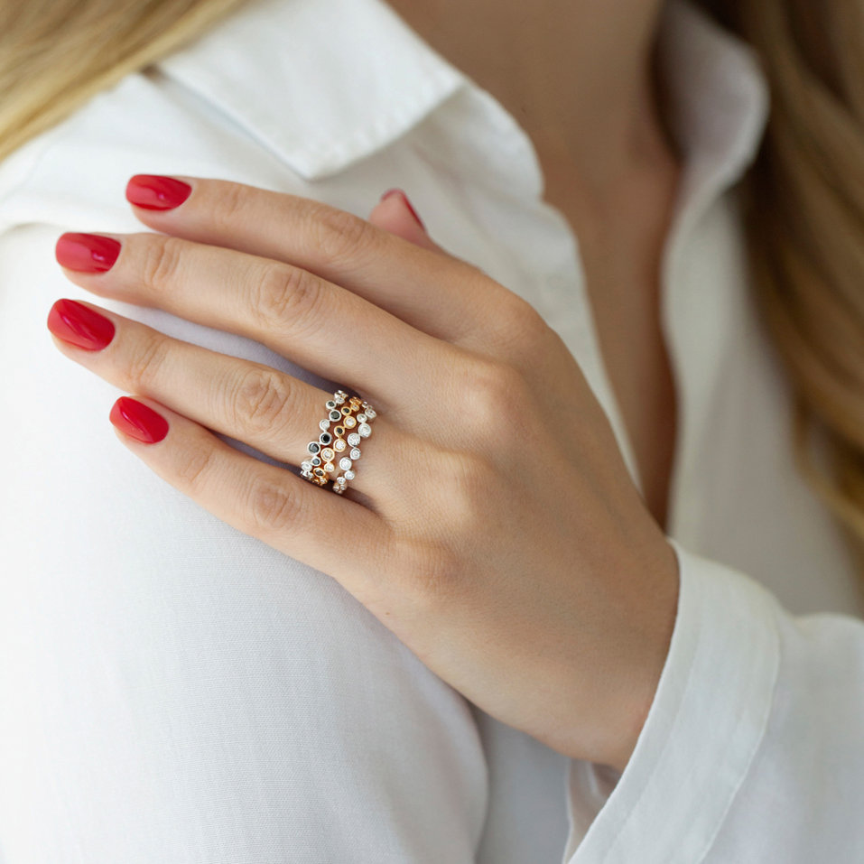 Ring with black and white diamonds Virgin Tears