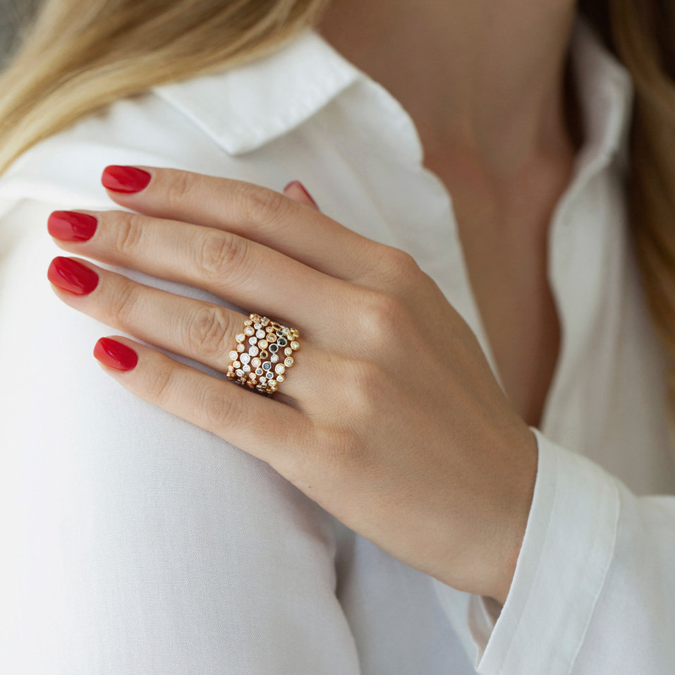 Ring with black and white diamonds Virgin Tears