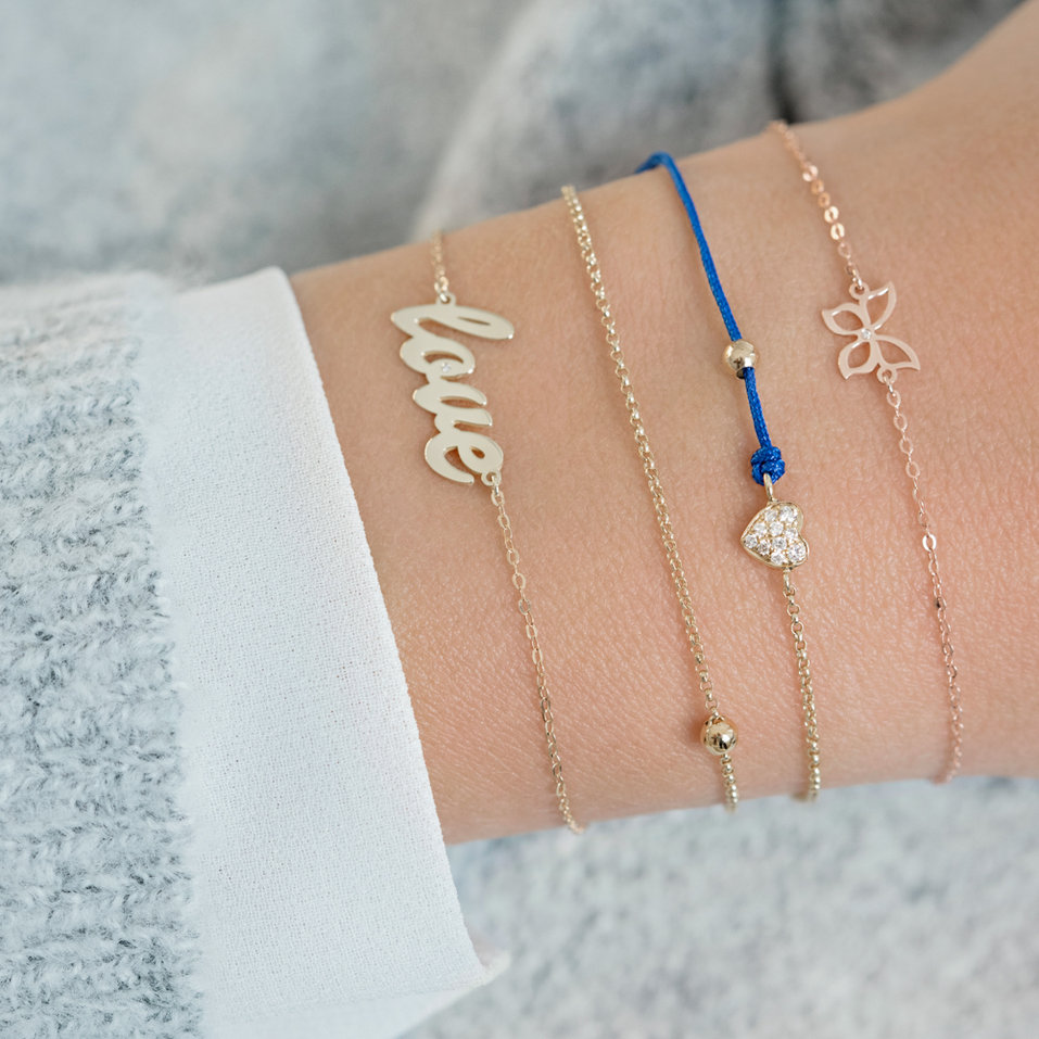 Diamond bracelet with cord Love Message