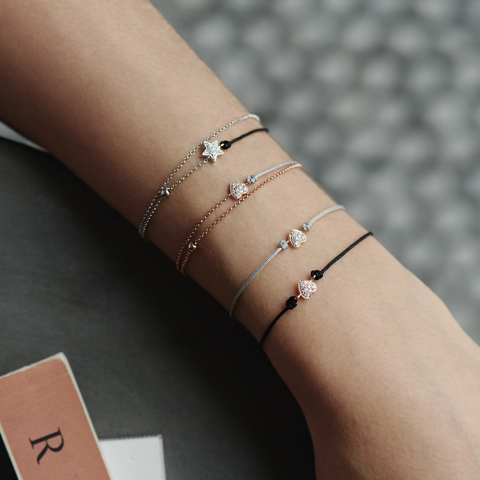 Diamond bracelet with cord Love Message