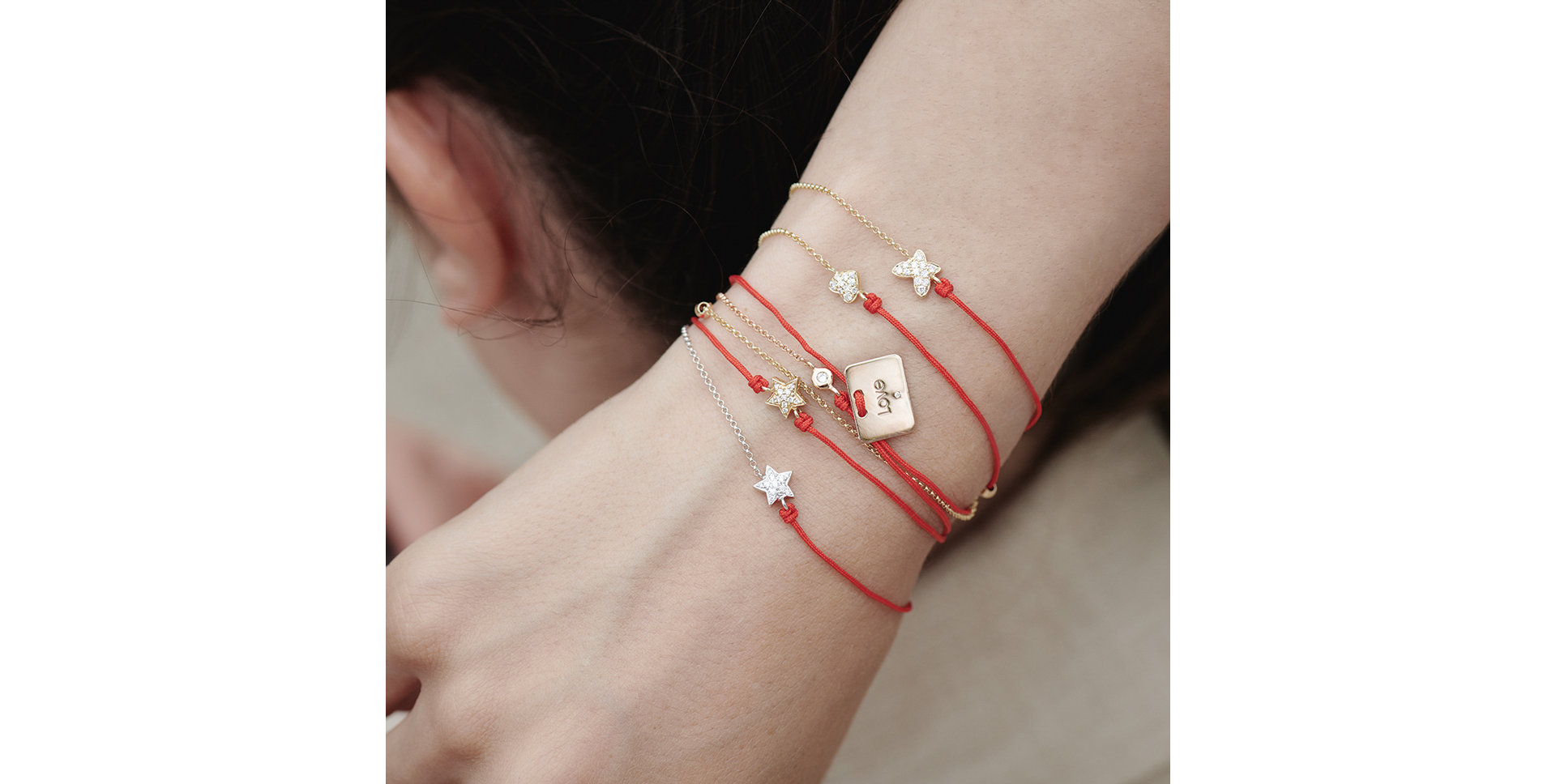 Diamond bracelet with cord Love Message