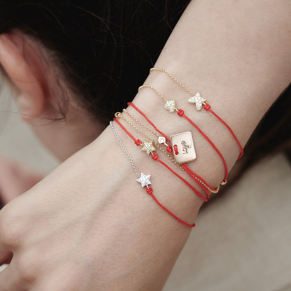 Diamond bracelet with cord Love Message