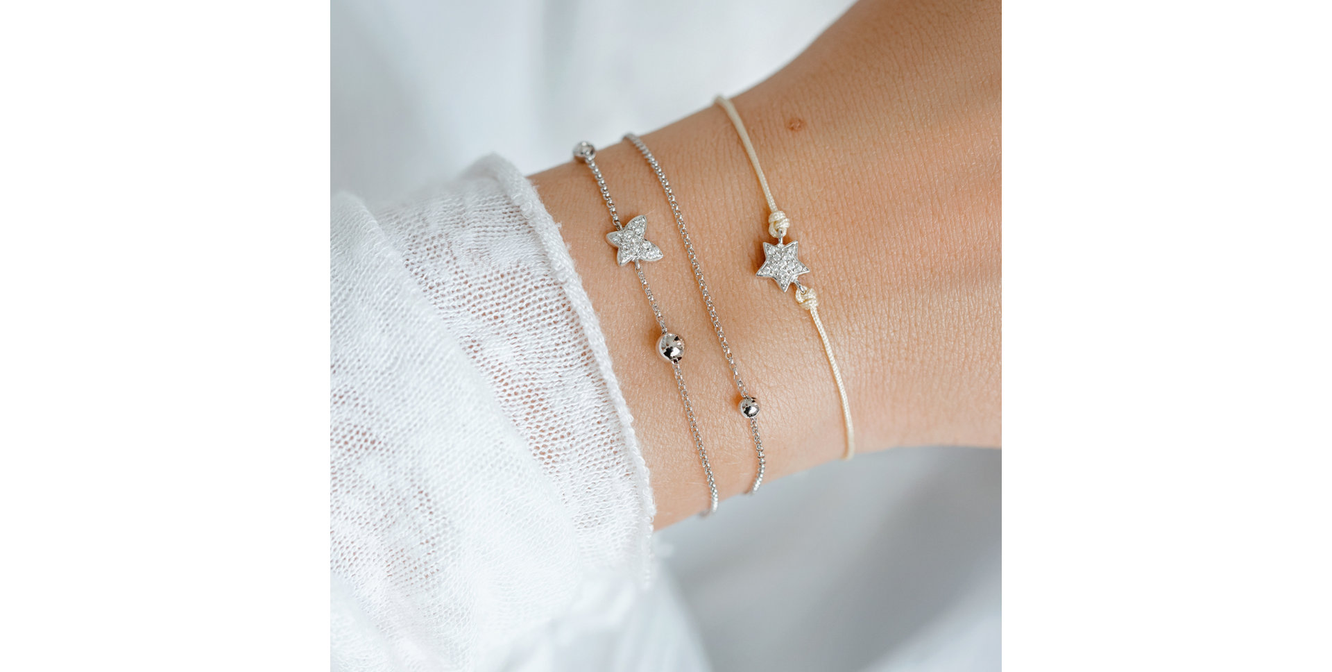 Diamond bracelet with cord Star Message