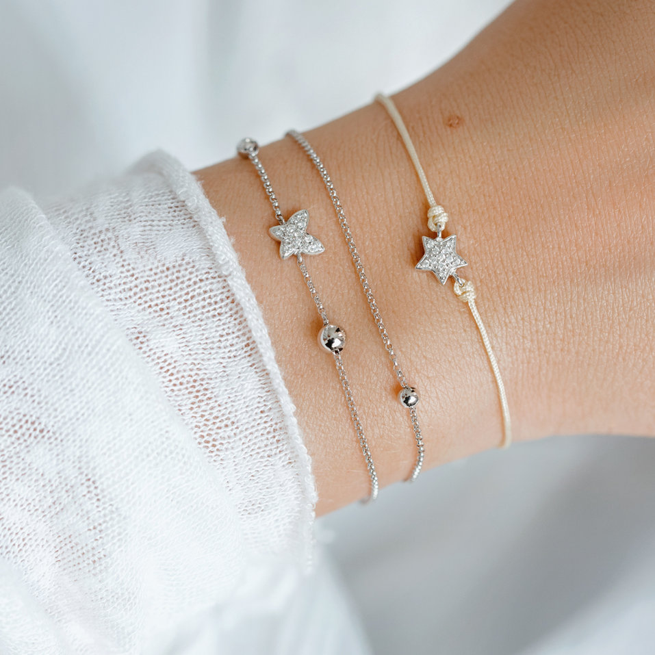 Diamond bracelet with cord Star Message