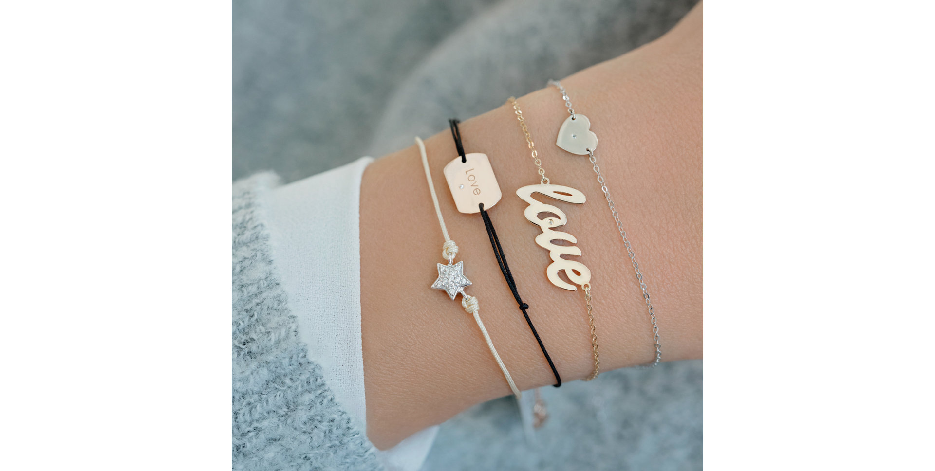 Diamond bracelet with cord Star Message