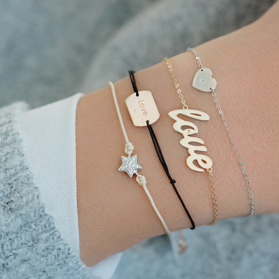 Diamond bracelet with cord Star Message