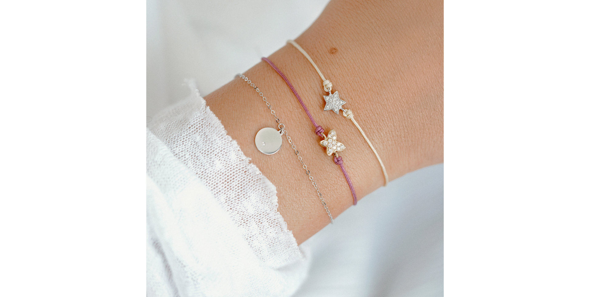 Diamond bracelet with cord Star Message