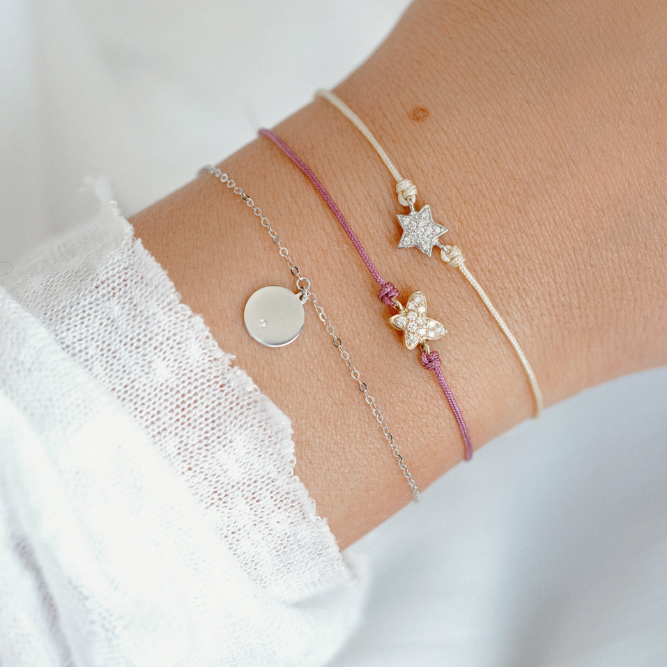 Diamond bracelet with cord Star Message