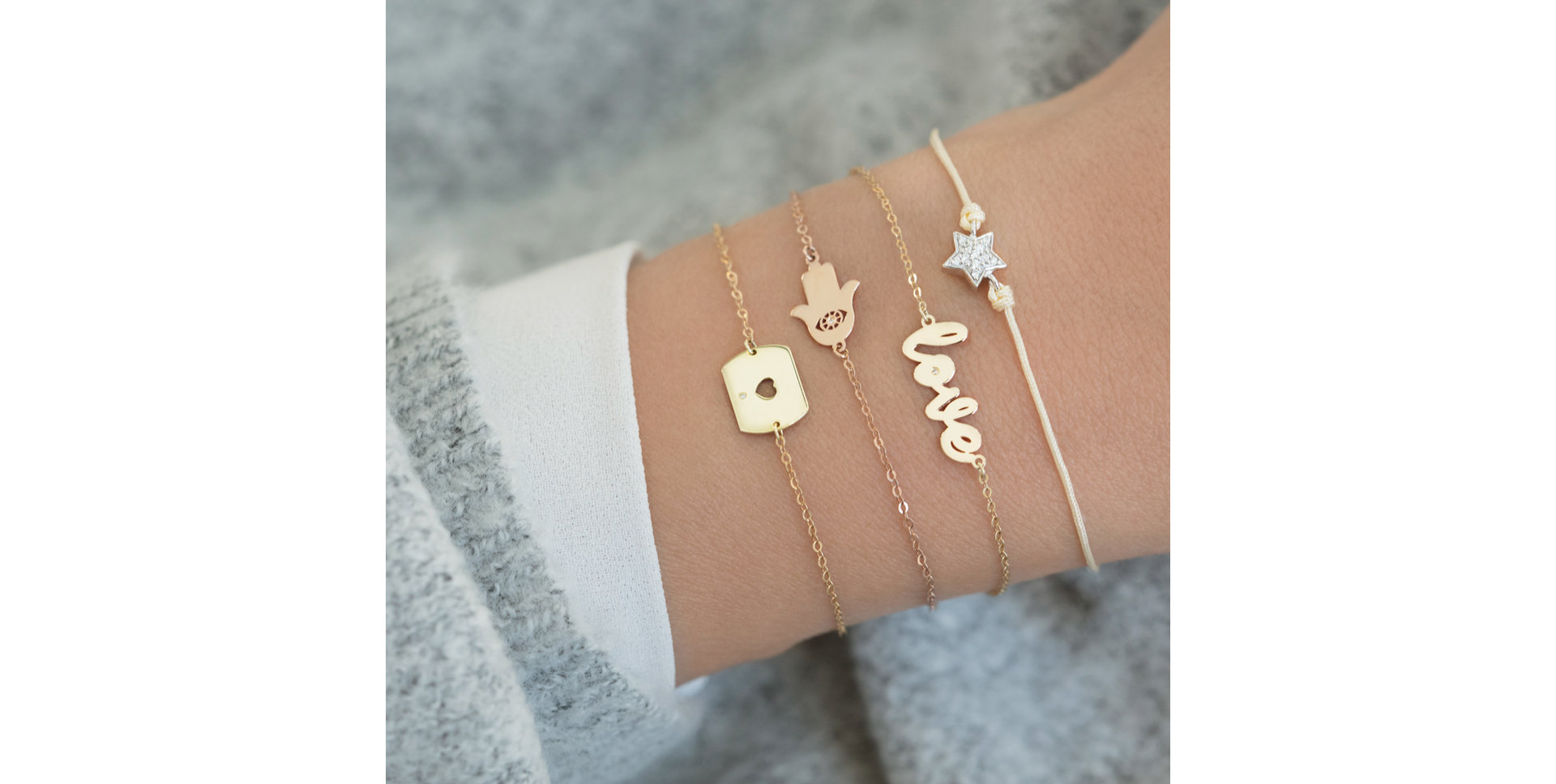 Diamond bracelet with cord Star Message