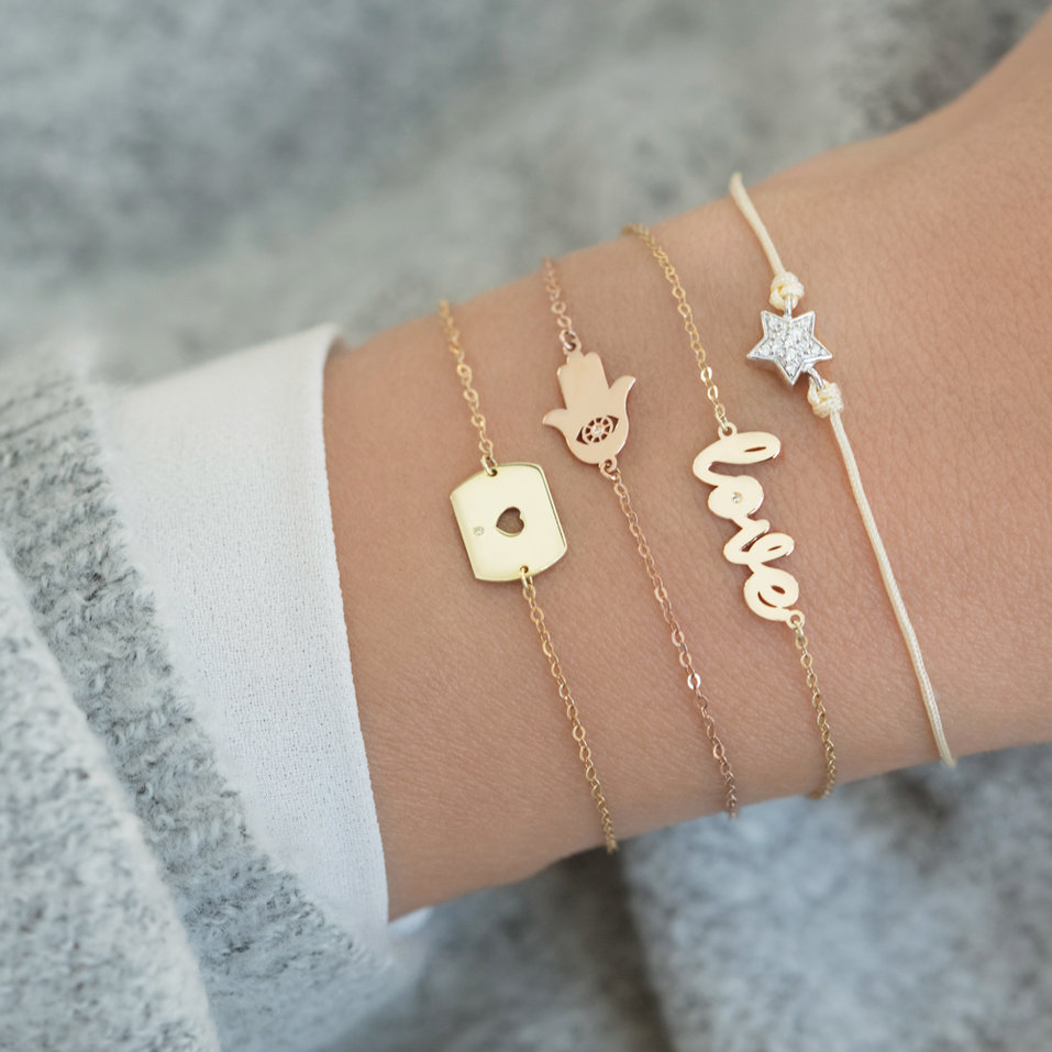 Diamond bracelet with cord Star Message