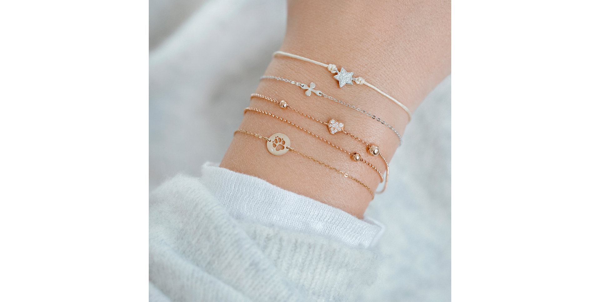 Diamond bracelet with cord Star Message