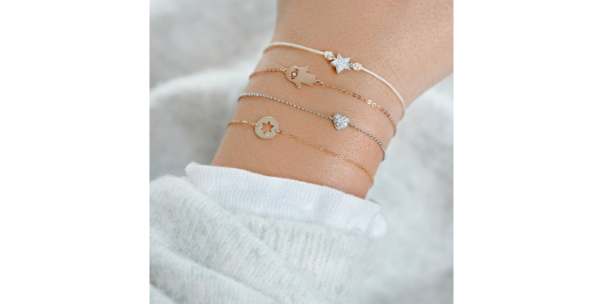 Diamond bracelet with cord Star Message