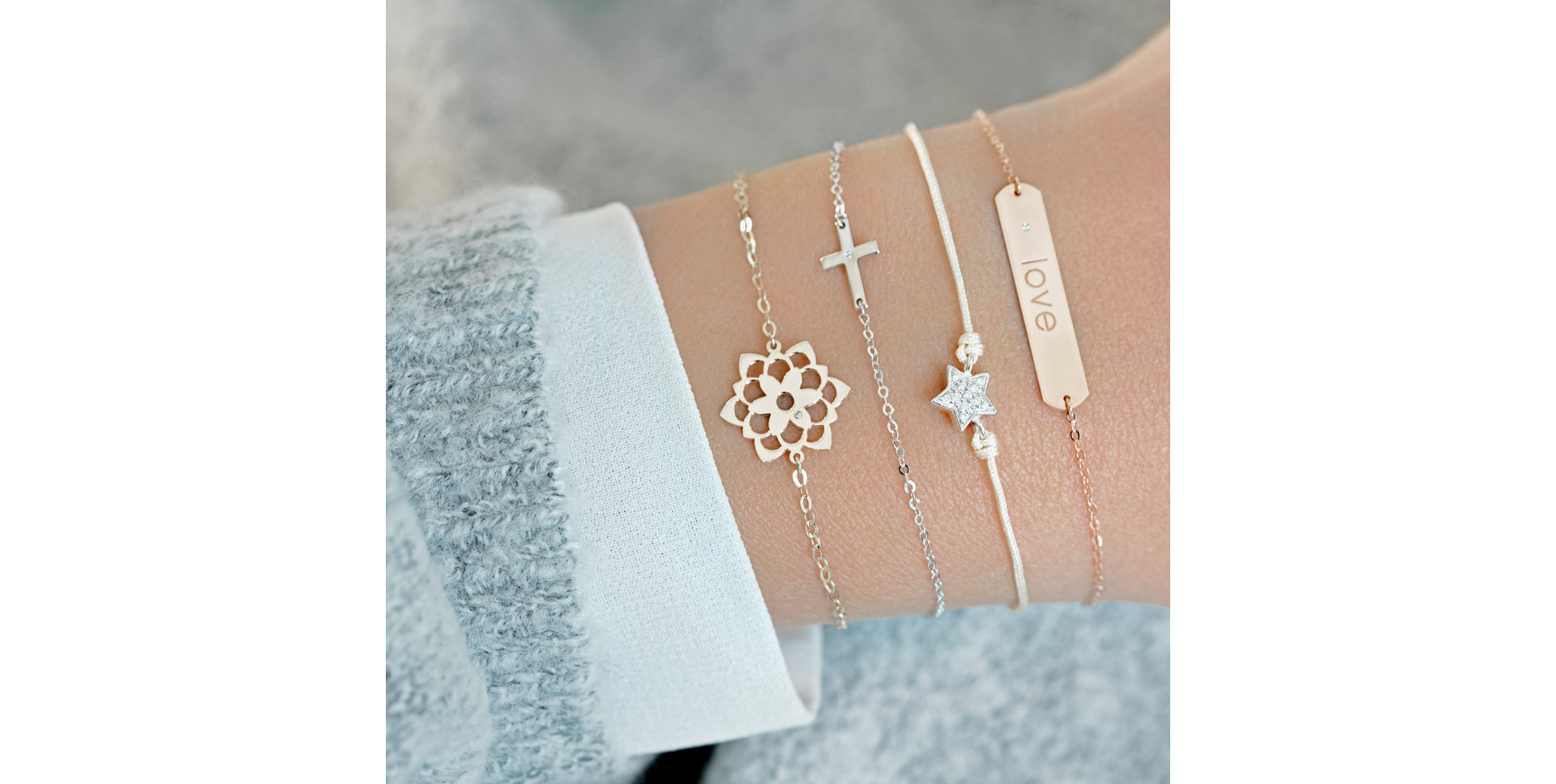 Diamond bracelet with cord Star Message