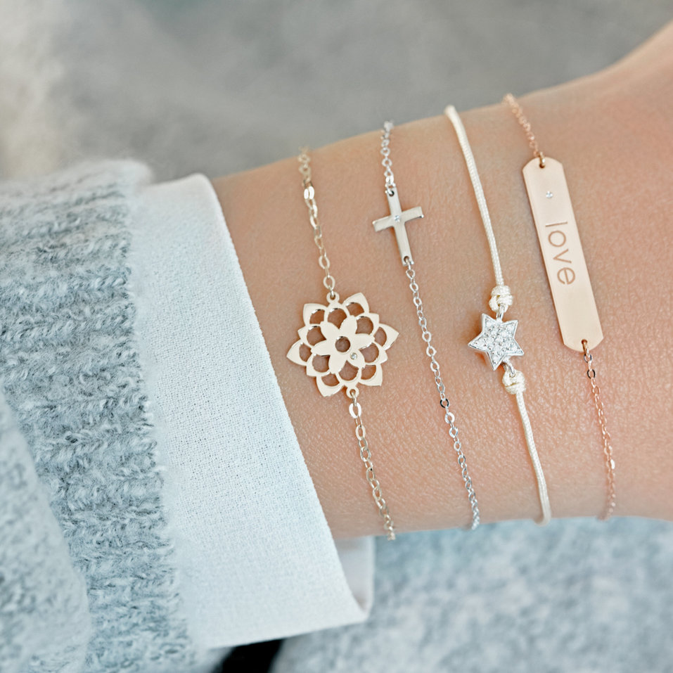 Diamond bracelet with cord Star Message