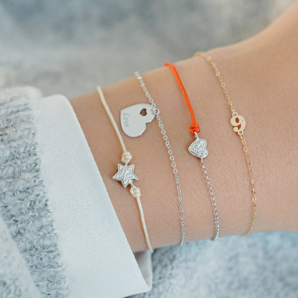 Diamond bracelet with cord Extraordinary Heart