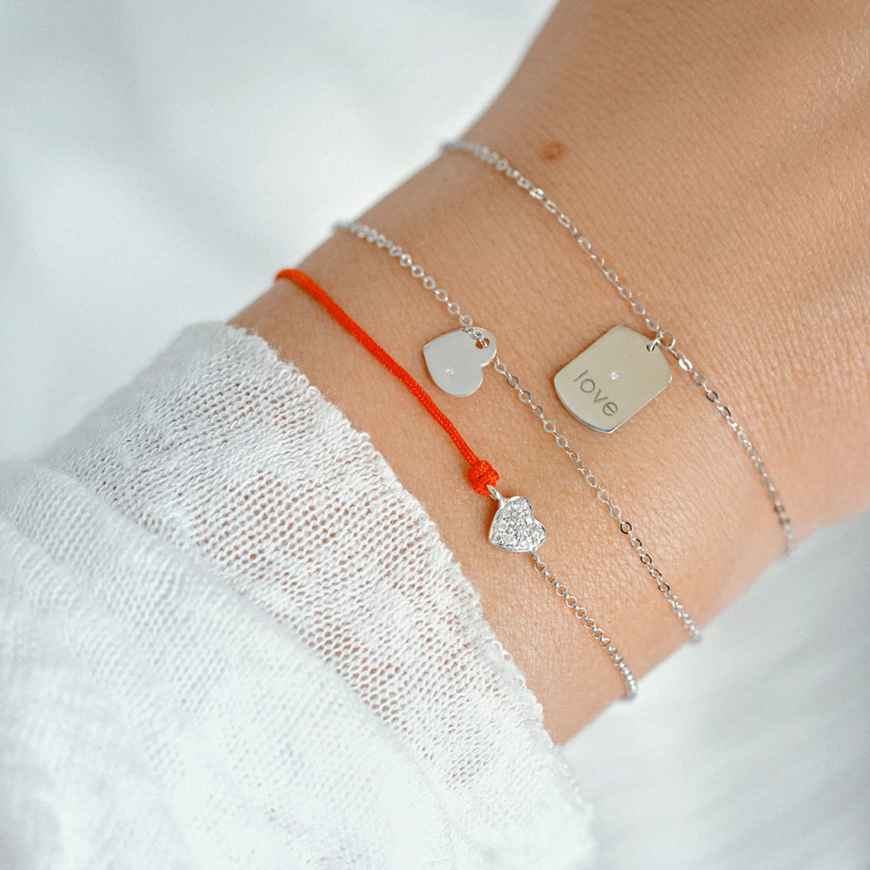 Diamond bracelet with cord Extraordinary Heart
