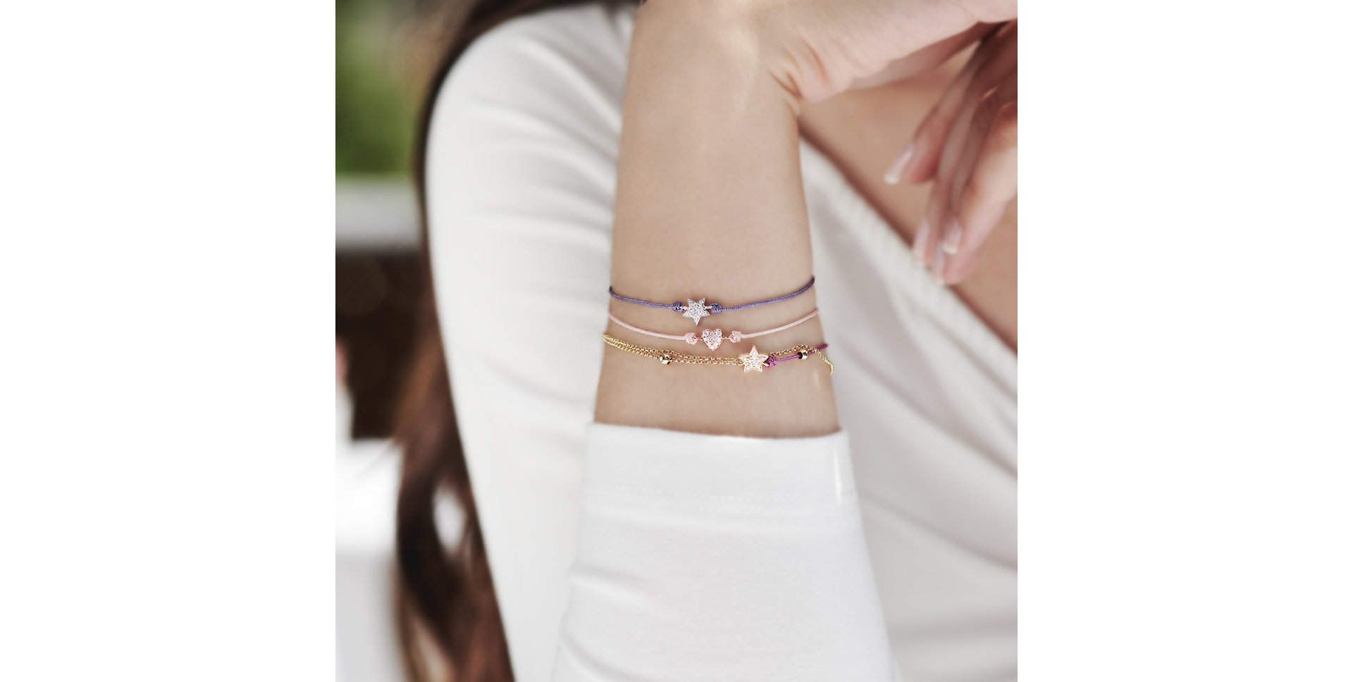 Diamond bracelet with cord Dream Message