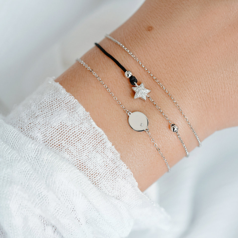 Diamond bracelet with cord Dream Message