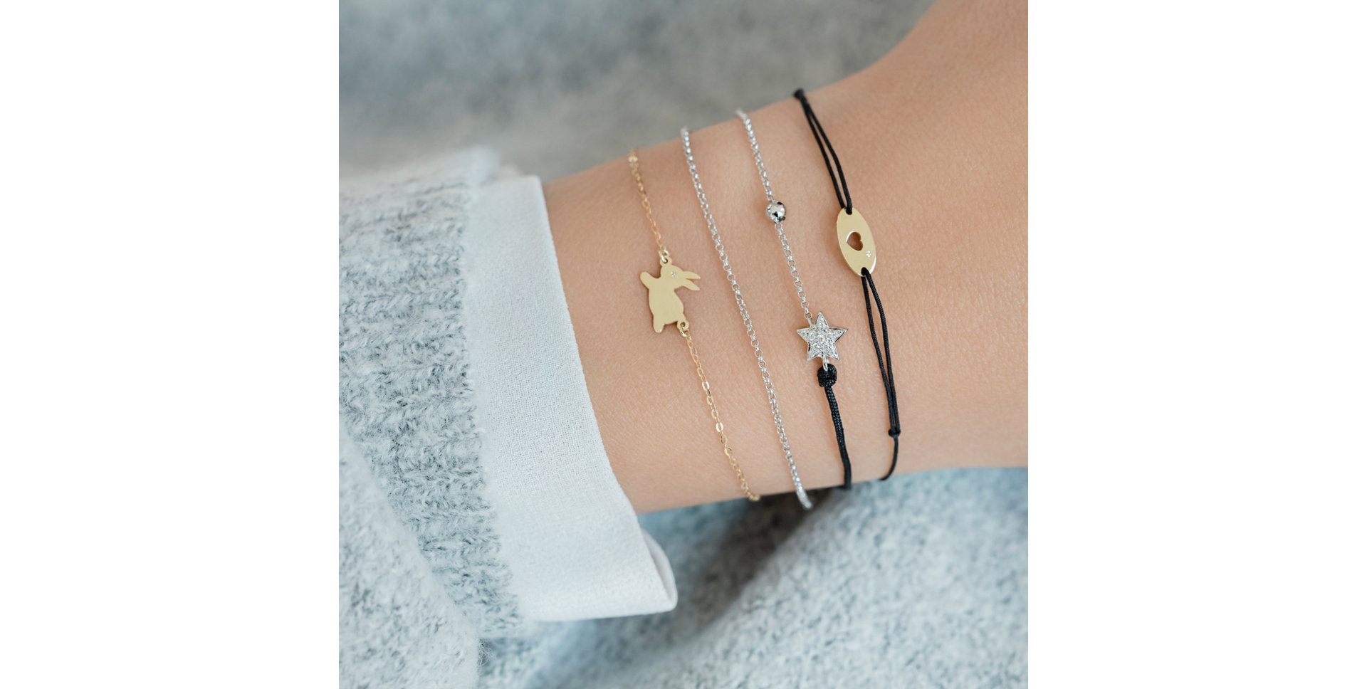 Diamond bracelet with cord Dream Message